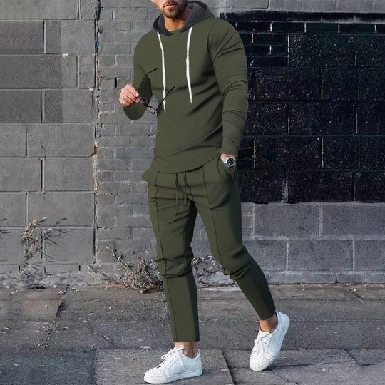 Herren nan zweiteiliges Kapuzen-Lounge-Set mit schmal geschnittenem Kapuzenpullover und tapered Jogginghose EB