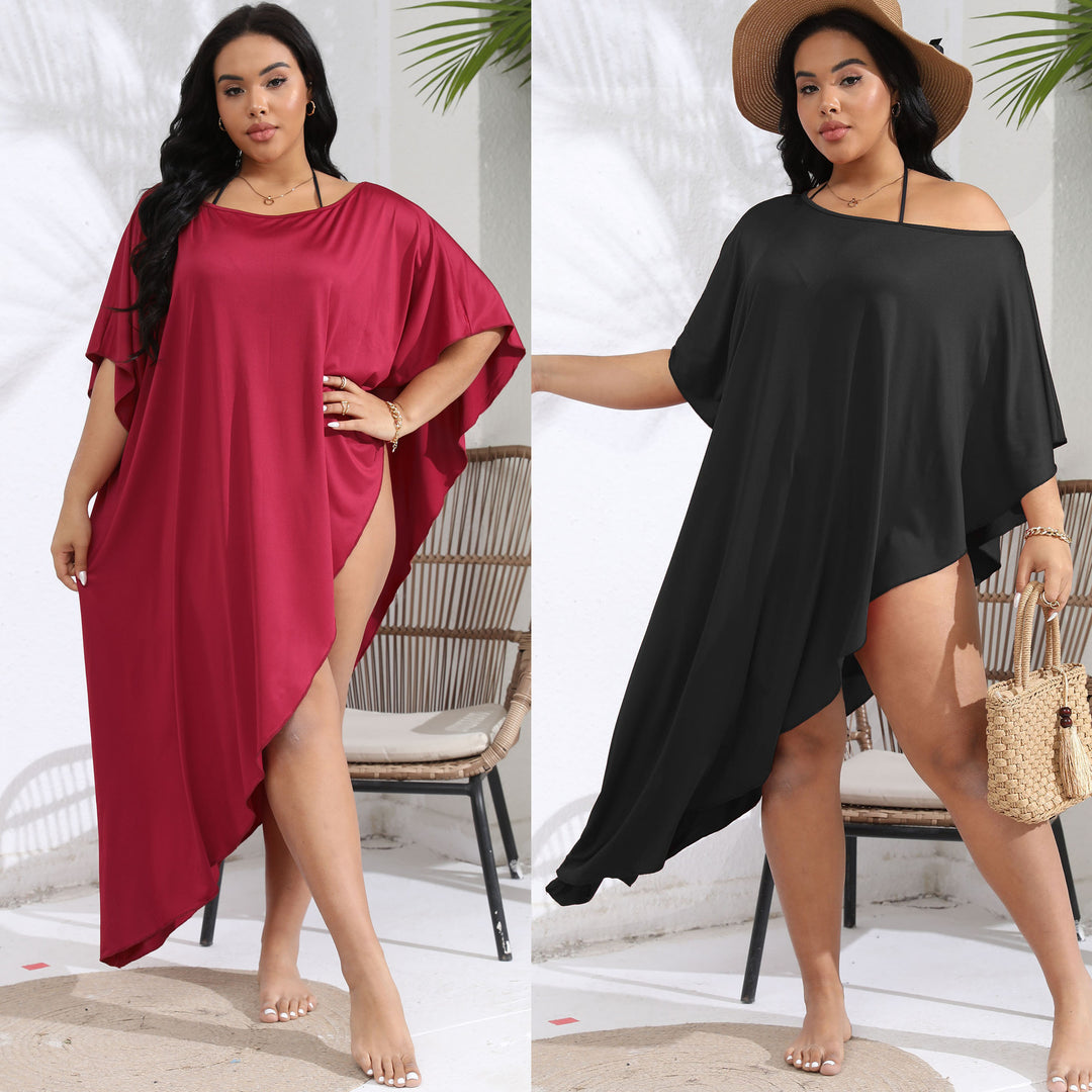 Damen luftiger Strandüberwurf mit elegantem asymmetrischen Schnitt EB