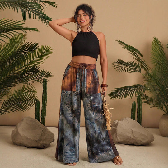 Damen Stilvolles Loungewear-Set mit lässigem Schnitt und modischem Muster EB