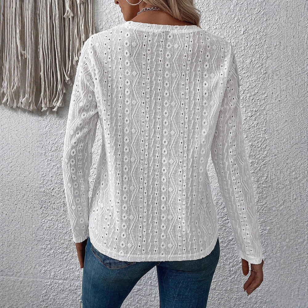Damen Elegante und luftige Bluse mit Stickerei EB