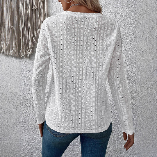 Damen Elegante und luftige Bluse mit Stickerei EB