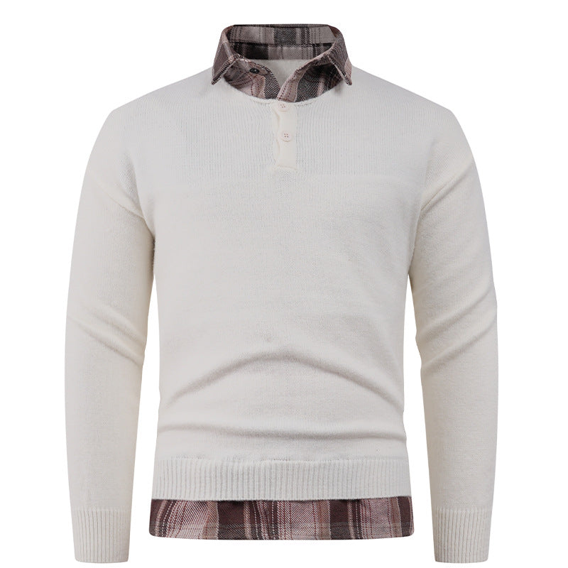 Herren Pullover mit integriertem Hemdkragen und Knopfdetails EB