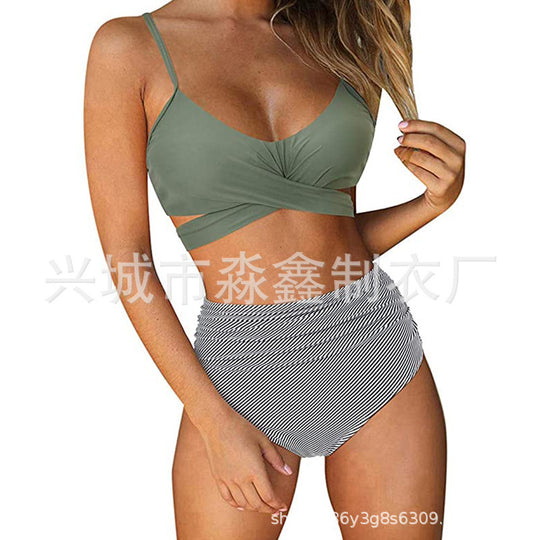 Damen Crop-Top Bikini-Set mit geflochtenem Design EB