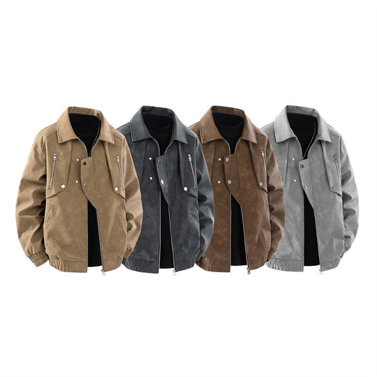 Herren modische Jacke mit multifunktionalen Reißverschlusstaschen und elastischen Bündchen EB