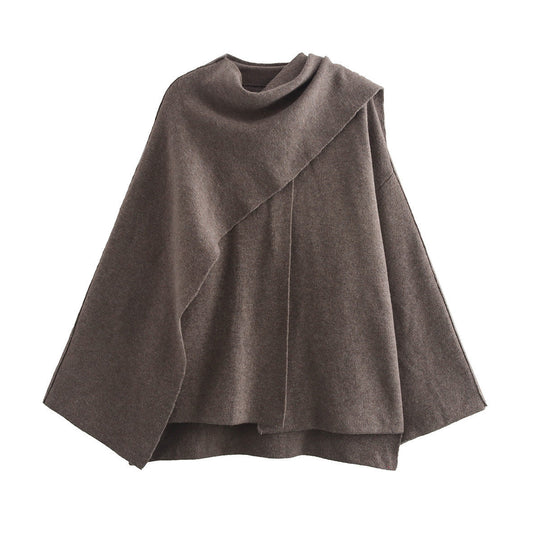EB | Mantel - Oversized Fit - Gestrickte Textur - Asymmetrischer Schalkragen - Mittellang