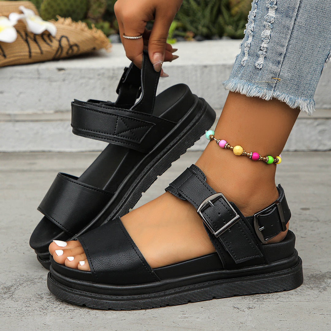 Damen Trendige Komfort-Sandalen mit verstellbarem Riemen und rutschfester Sohle EB