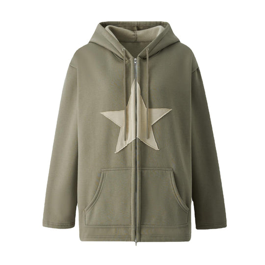Damen lässiger Kapuzenpullover aus weichem Material mit stilvollem Sternenmotiv EB