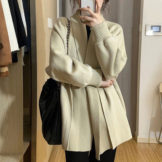 Damen Modischer Oversized Cardigan mit strukturiertem Kragen EB