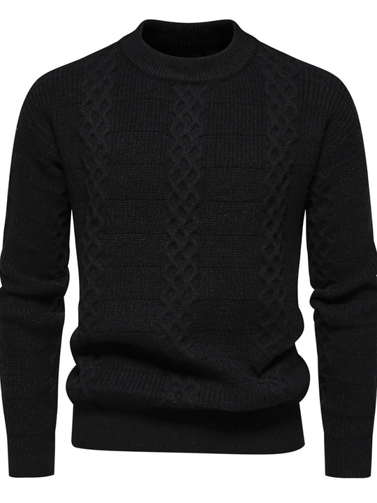 Herren Strukturierter Strickpullover mit hohem Kragen EB
