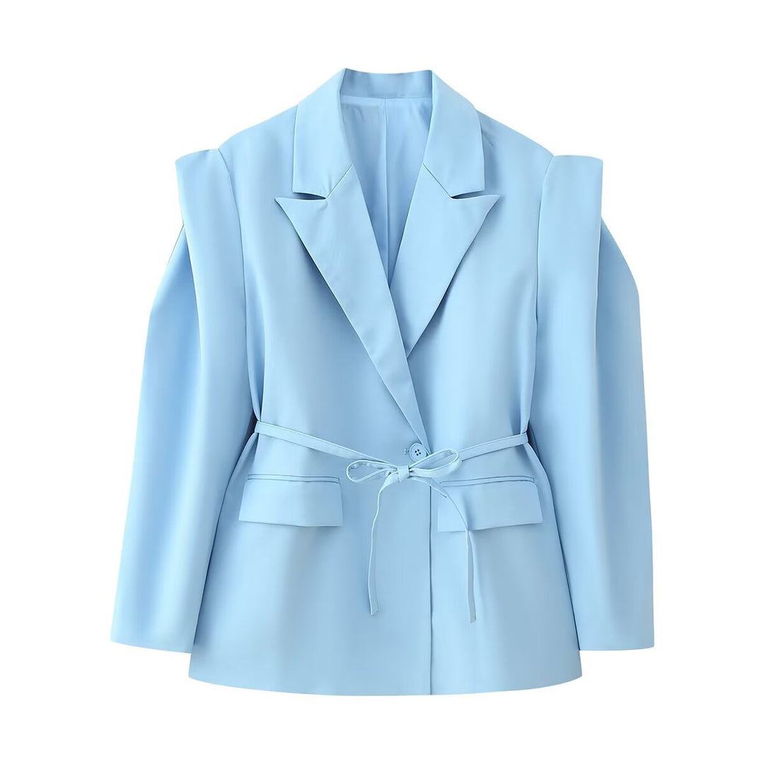 Damen eleganter Oversized-Blazer mit Gürteldetail EB