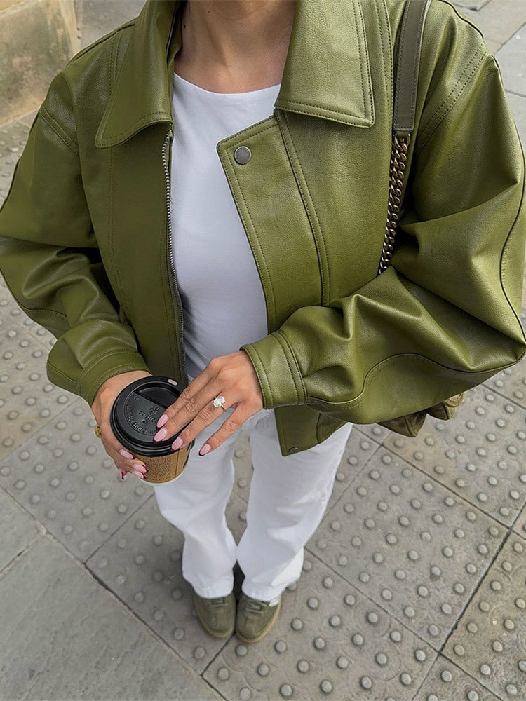 Damen Lässige Übergangsjacke mit voluminösen Ärmeln EB