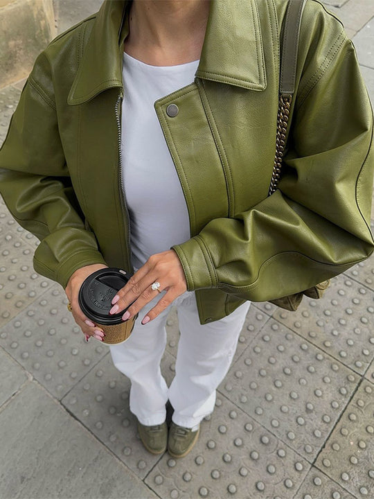 Damen Lässige Übergangsjacke mit voluminösen Ärmeln EB