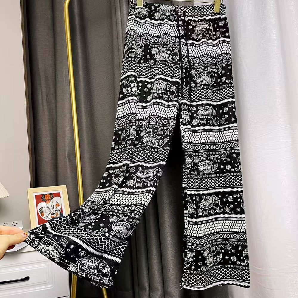 Damen Haremshose mit buntem Elefantenmuster EB