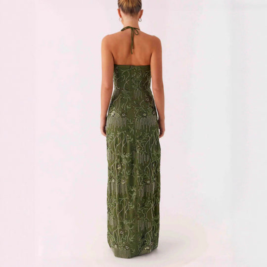 Damen Glamouröses Maxikleid mit floralem Muster und Cut-Out-Details EB