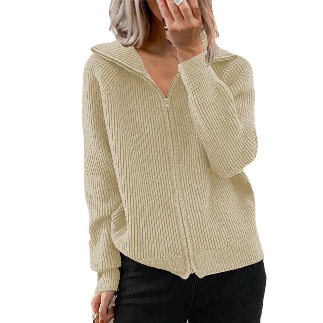 Damen Strickjacke mit Kapuze und strukturiertem Rippdesign EB