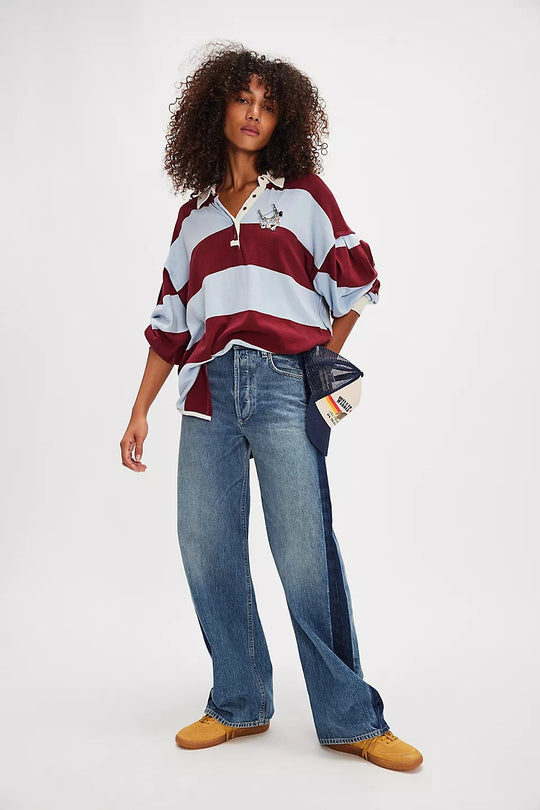 Damen Freizeit-Hemd im maritimen Streifenlook mit sportlichem Kragen und innovativen Details EB