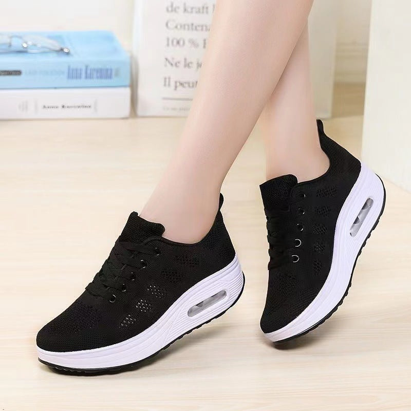Damen Sportliche Sneakers mit Luftpolstersohle und atmungsaktiver Obermaterialstruktur EB