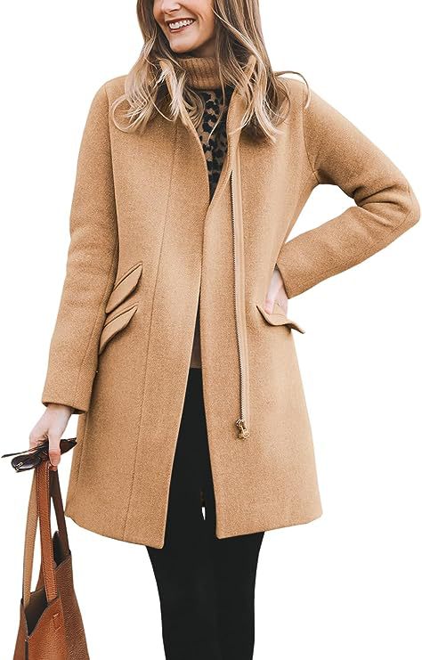Damen modischer Wollmantel mit asymmetrischem Schnitt EB