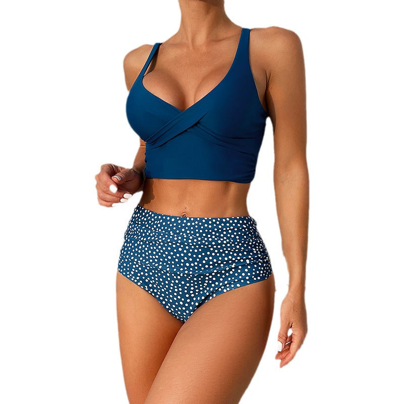 Damen Hochgeschlossener Bikini mit eleganter Raffung EB