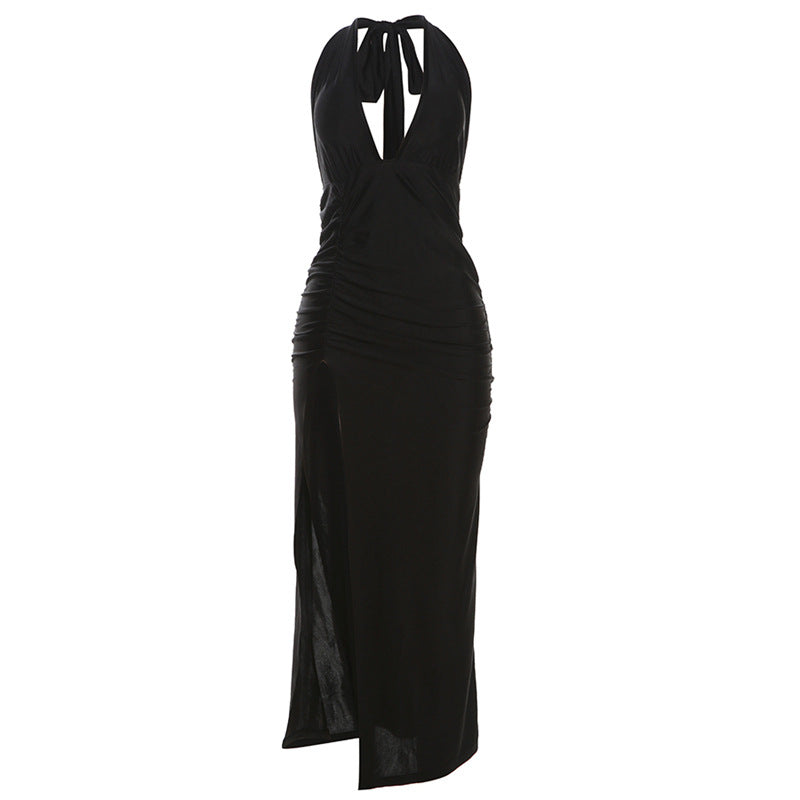 Damen Elegantes Wickelkleid mit tiefem V-Ausschnitt und figurbetonter Silhouette EB