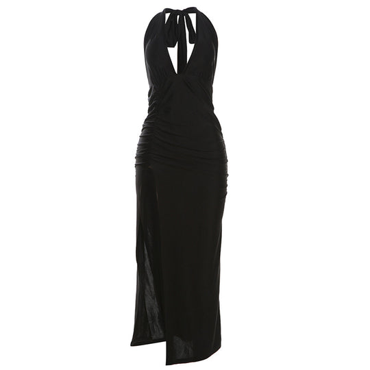 Damen Elegantes Wickelkleid mit tiefem V-Ausschnitt und figurbetonter Silhouette EB