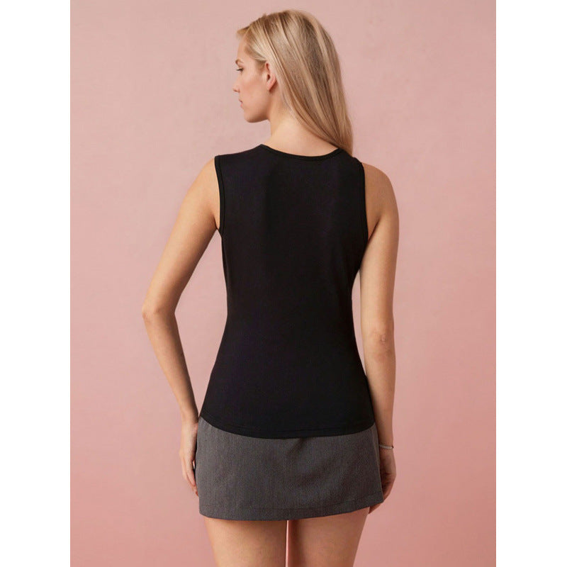Damen Sportliches Tank-Top mit gefaltetem Ausschnitt und asymmetrischem Schnitt EB