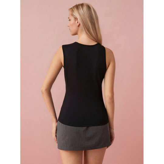 Damen Sportliches Tank-Top mit gefaltetem Ausschnitt und asymmetrischem Schnitt EB