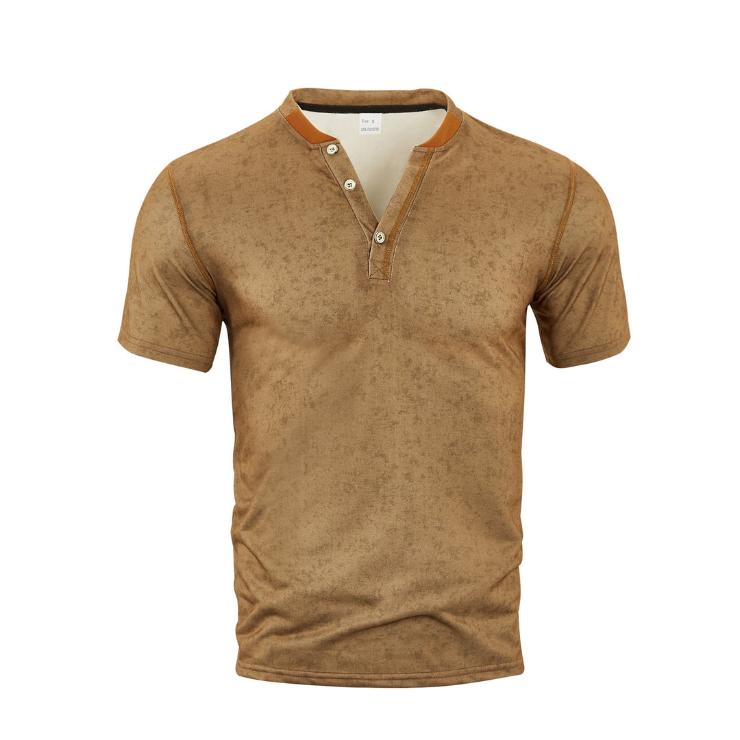 Herren nan lässiges Kurzarm-Grandadshirt mit kurzer Knopfleiste, Kontrastpaspel und weichgewaschener Struktur EB