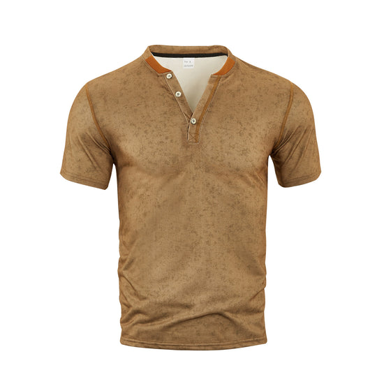 Herren nan lässiges Kurzarm-Grandadshirt mit kurzer Knopfleiste, Kontrastpaspel und weichgewaschener Struktur EB