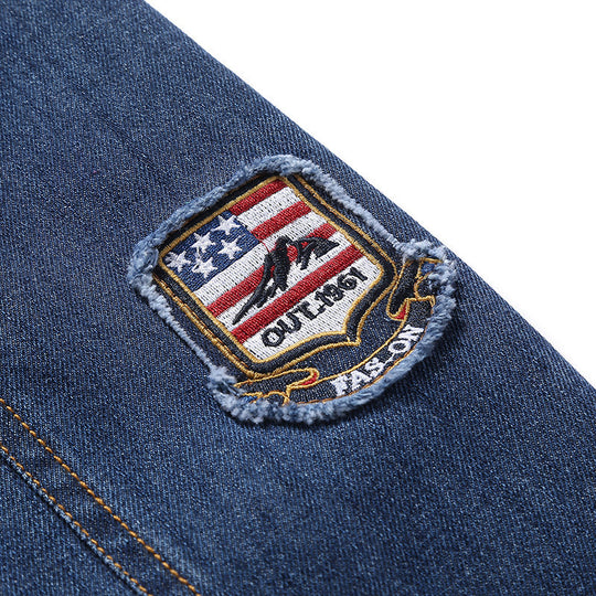 Herren Jeansjacke im Worker‑Stil mit Aufnäher und Mesh‑Futter EB
