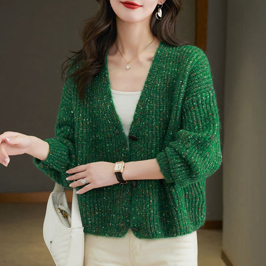 Damen Kuscheliger Grobstrick-Cardigan mit Knopfdetail und weitem Schnitt EB