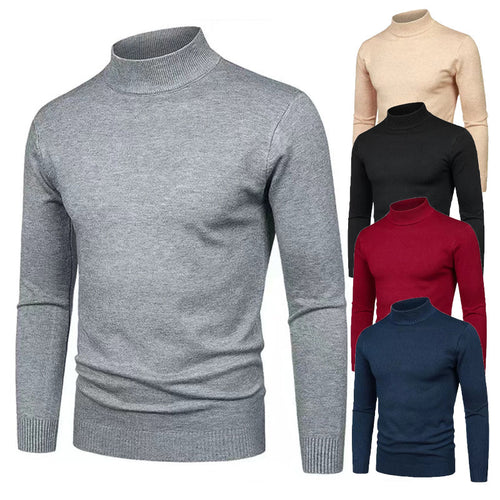 Herren Rollkragenpullover aus hochwertigem Strickmaterial mit feiner Textur EB
