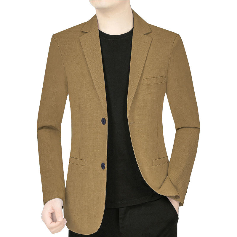 Herren Leichter Leinenblazer Slim-Fit Zweiknopf-Sakko atmungsaktiv EB