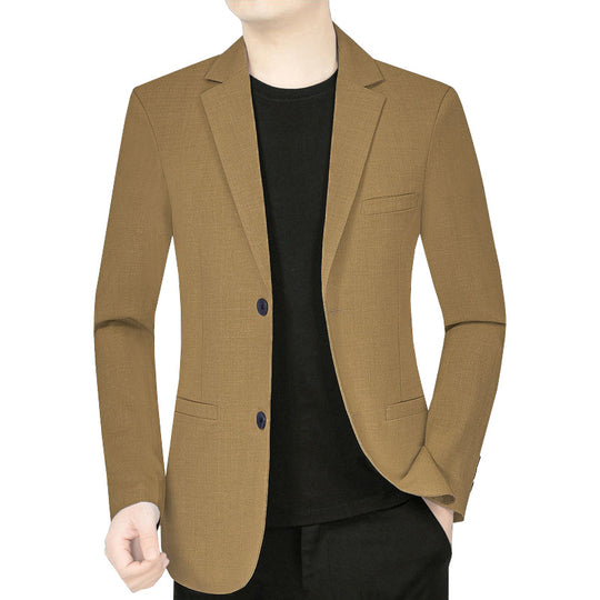 Herren Leichter Leinenblazer Slim-Fit Zweiknopf-Sakko atmungsaktiv EB