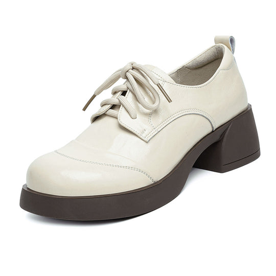 Damen Schnürschuhe mit perforiertem Obermaterial und blockigem Absatz EB