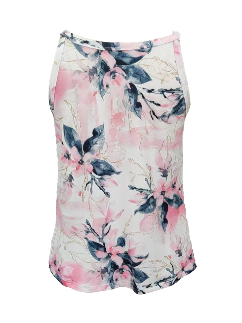 Damen Elegantes Trägertop mit Reißverschluss und floralem Muster EB