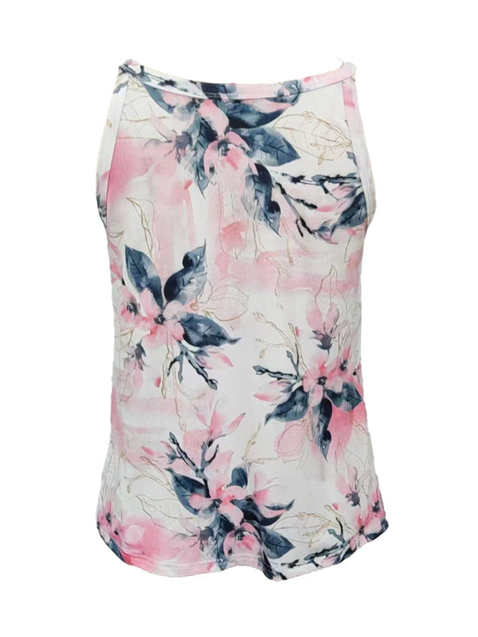 Damen Elegantes Trägertop mit Reißverschluss und floralem Muster EB