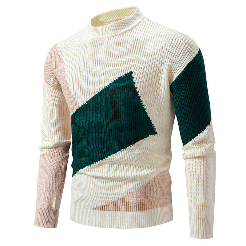 Herren modischer Rollkragenpullover mit modernem Grafikdesign EB