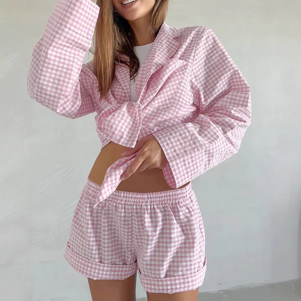 Damen lässiges Sommeroberteil und Shorts-Set EB