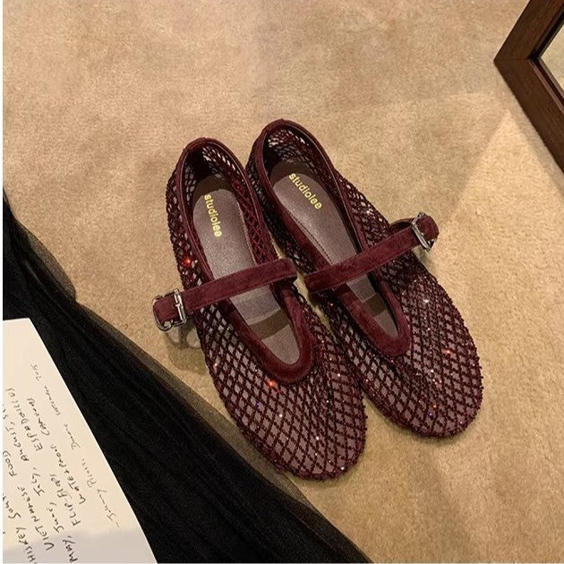 Damen elegante Ballerinas mit dekorativem Strassbesatz EB