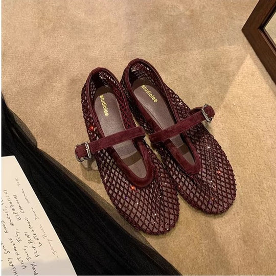 Damen elegante Ballerinas mit dekorativem Strassbesatz EB