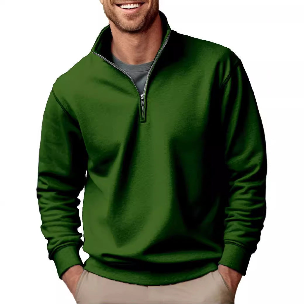 Herren nan Halbzip-Sweatshirt mit Stehkragen und weichem Fleece-Innenfutter EB