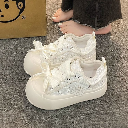 Damen Vintage Sport Sneakers mit komfortabler Gummisohle und weichem Obermaterial EB