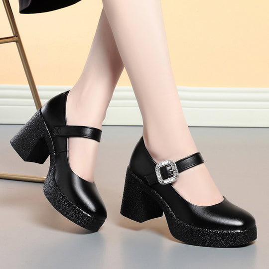 Damen Blockabsatz Pumps mit verstellbarem Riemen und funkelndem Dekor EB