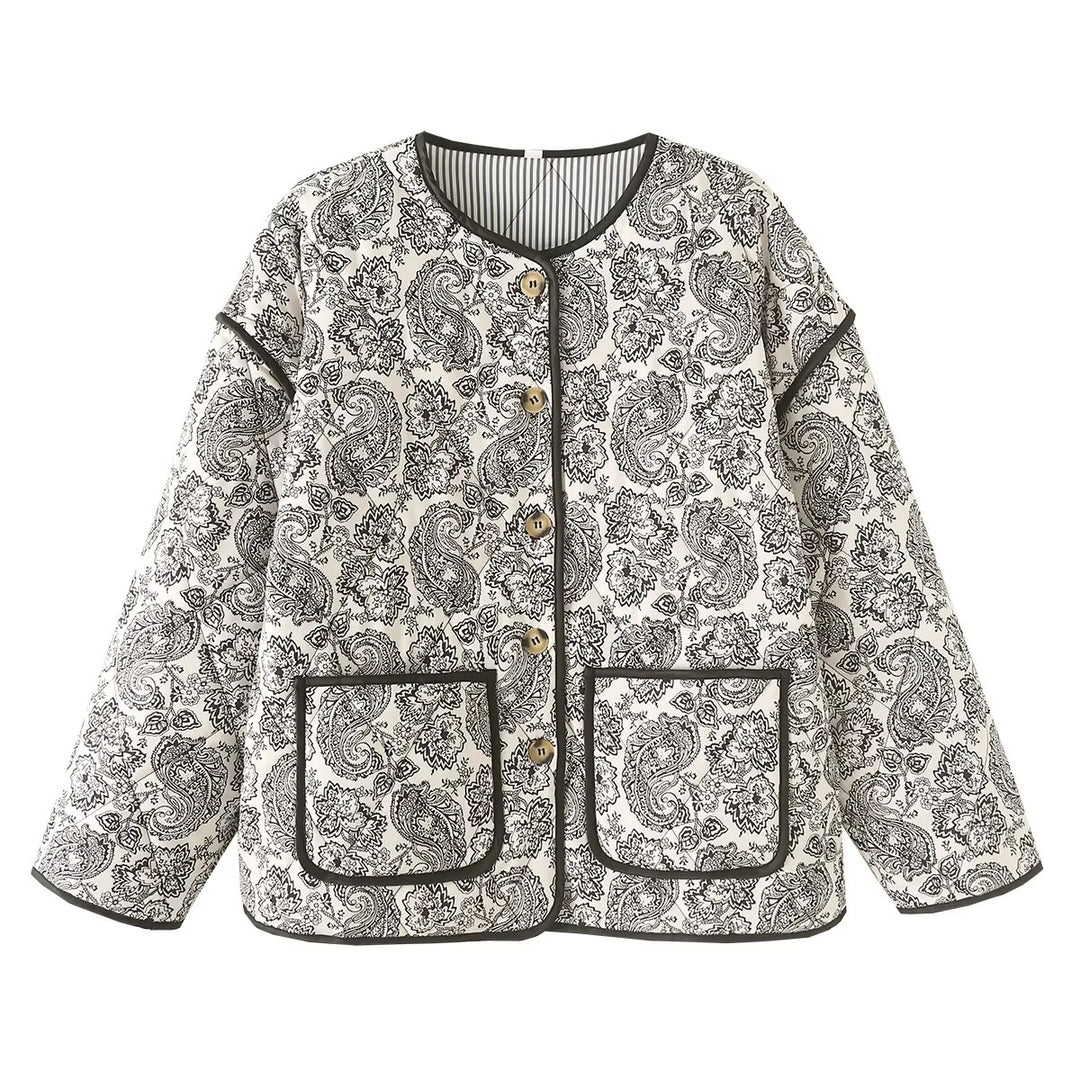 Damen modische Quiltjacke mit einzigartigem Paisleymuster EB