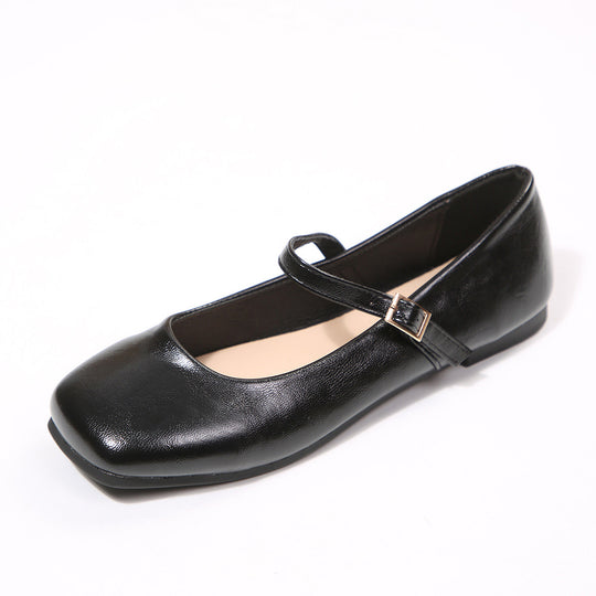 Damen nan elegante Mary-Jane Ballerina mit verstellbarem Riemen und gepolstertem Komfortfußbett EB