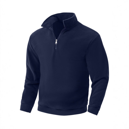 Herren nan Fleece-Halbzip-Pullover mit Stehkragen, weichem Teddy-Fleece und elastischen Bündchen EB