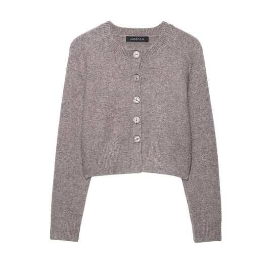 Damen Kurzstrickjacke mit Knopfdetails EB