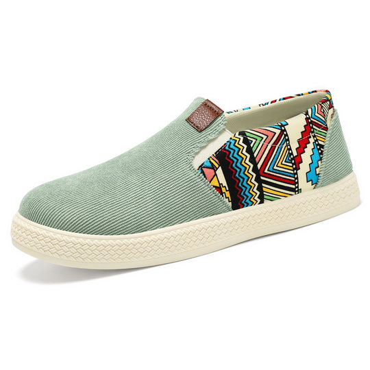 Damen Bequeme Slip-On Freizeitschuhe mit buntem Ethno-Muster EB