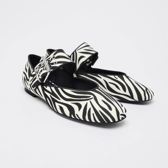 Damen elegante Ballerinas mit Leopardenmuster und verstellbarem Riemen EB